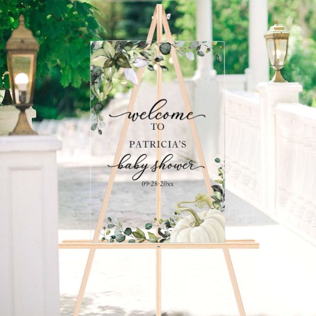 Pumpkin Greenery Fall Baby Shower Welcome Sign (Creator Uploaded)
