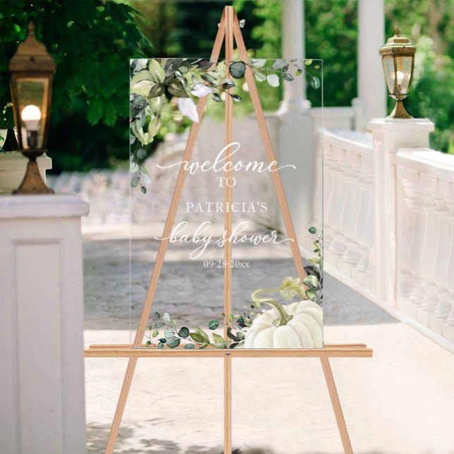 Pumpkin Greenery Fall Baby Shower Welcome Sign (Creator Uploaded)