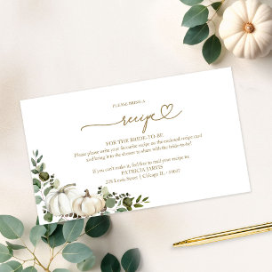 Pumpkin Greenery Fall Bridal Shower Recipe Request Enclosure Card