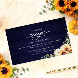 Pumpkin Greenery Fall Bridal Shower Recipe Request Enclosure Card