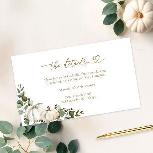 Pumpkin Greenery Fall Wedding Details Enclosure Card