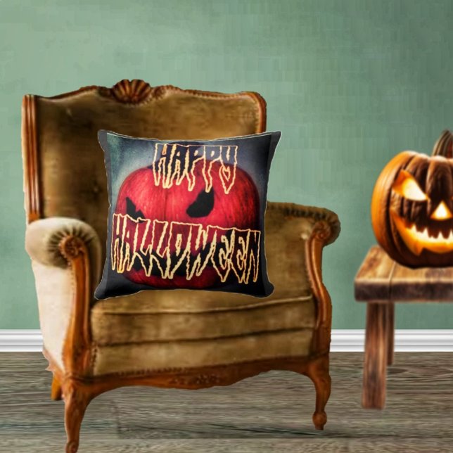 Pumpkin Grin Cushion (Break out the spooky throw pillows, it's Halloween!)