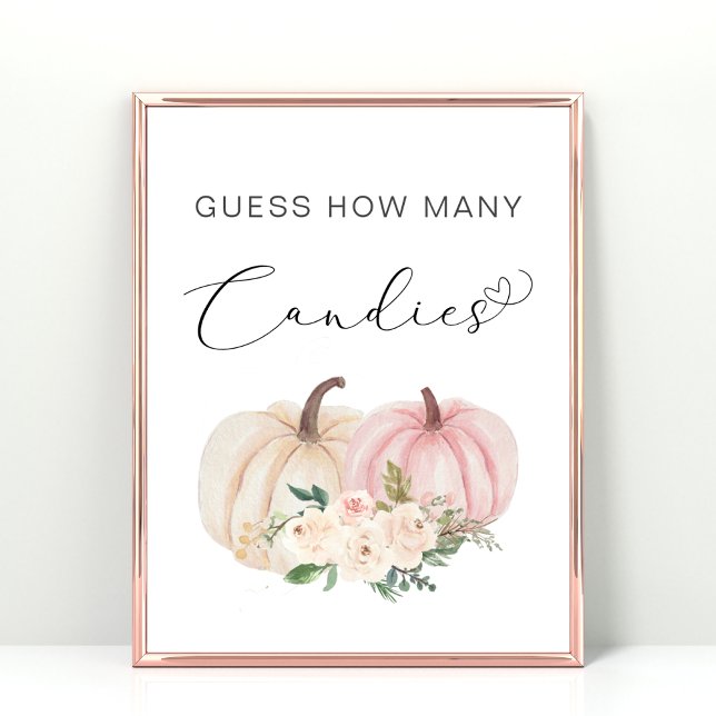 Pumpkin Guess How Many Baby Girl Shower Game Poster (Creator Uploaded)