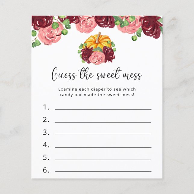 Pumpkin - Guess the Sweet Mess - Baby Shower Game (Front)