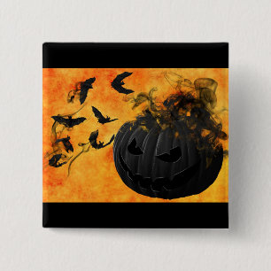 Pumpkin halloween 15 cm square badge