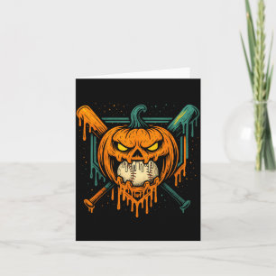 Pumpkin Halloween Baseball Ice Cream Drip Soky Boy Card