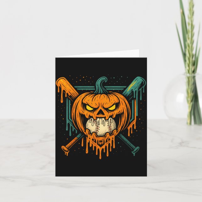 Pumpkin Halloween Baseball Ice Cream Drip Soky Boy Card (Front)