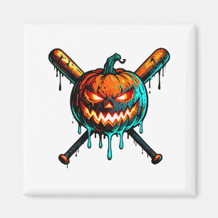Pumpkin Halloween Baseball Ice Cream Drip Soky Boy Magnet