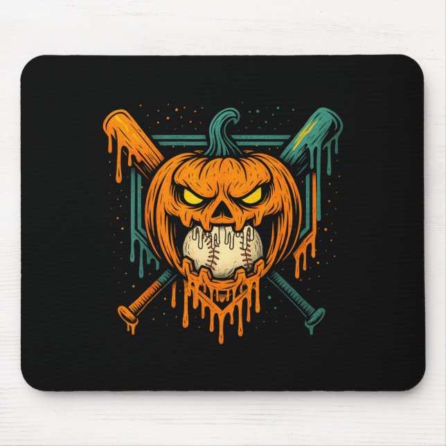 Pumpkin Halloween Baseball Ice Cream Drip Soky Boy Mouse Mat (Front)