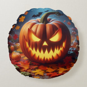 pumpkin/Halloween/bat spooky Round Cushion