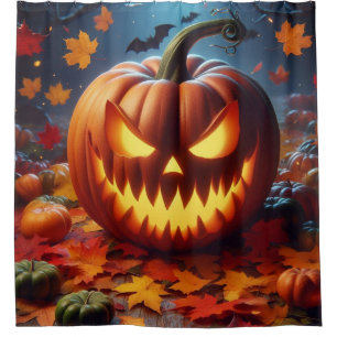 pumpkin/Halloween/bat spooky  Shower Curtain