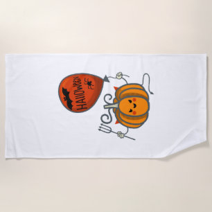 Pumpkin Halloween Beach Towel