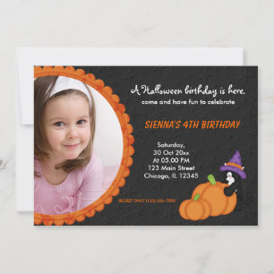 Pumpkin Halloween Birthday Invitation