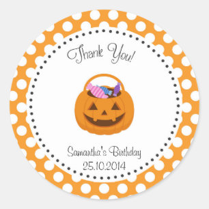 Pumpkin Halloween Birthday Thank You Sticker