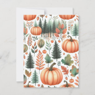 Pumpkin Halloween, Botanical Greenery & Fall  Postcard