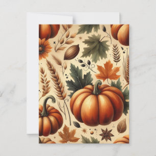 Pumpkin Halloween, Botanical Greenery & Fall Postcard
