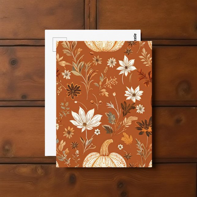 Pumpkin Halloween, Botanical Terracotta & Fall  Postcard (Creator Uploaded)