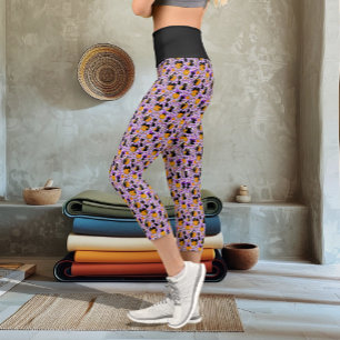 Pumpkin Halloween Candy Black Cats Capri Leggings