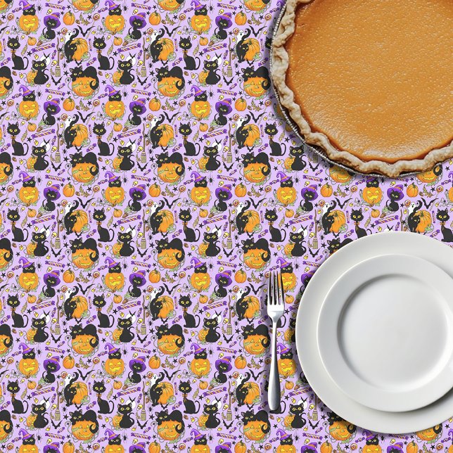 Pumpkin Halloween Candy Black Cats Tablecloth (Creator Uploaded)