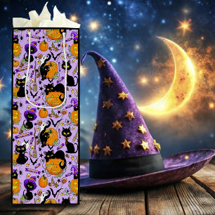 Pumpkin Halloween Candy Black Cats Wine Gift Bag