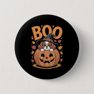 Pumpkin Halloween Cavalier King Charles Spaniel  6 Cm Round Badge