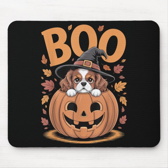 Pumpkin Halloween Cavalier King Charles Spaniel  Mouse Mat (Front)