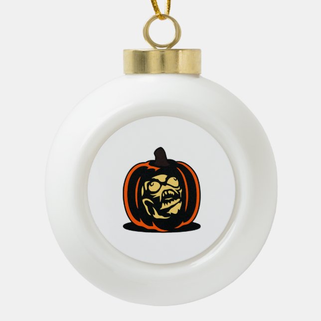 Pumpkin Halloween                                  Ceramic Ball Christmas Ornament (Front)