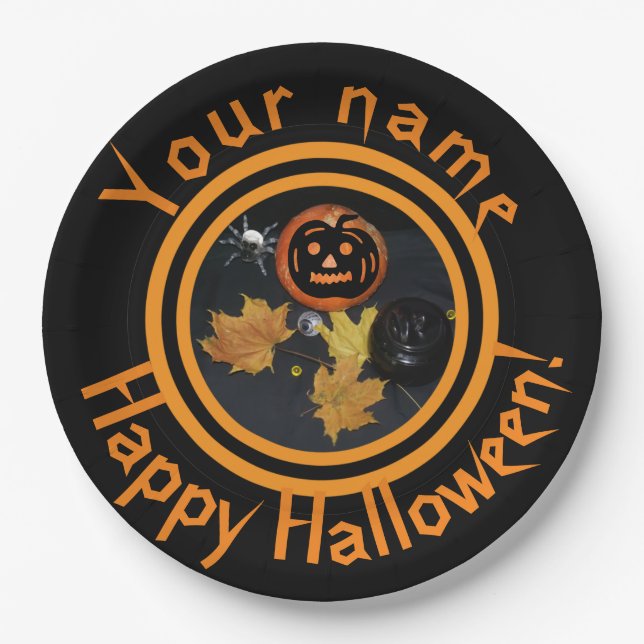 Pumpkin Halloween decor Paper Plate (Front)