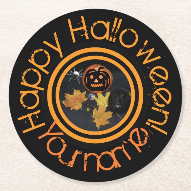 Pumpkin Halloween decor Round Paper Coaster (Front)