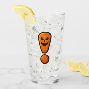 Pumpkin Halloween Exclamation Mark Glass
