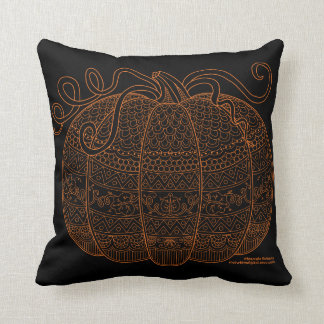 Pumpkin Halloween Fall Art Orange Chevron Pattern Cushion