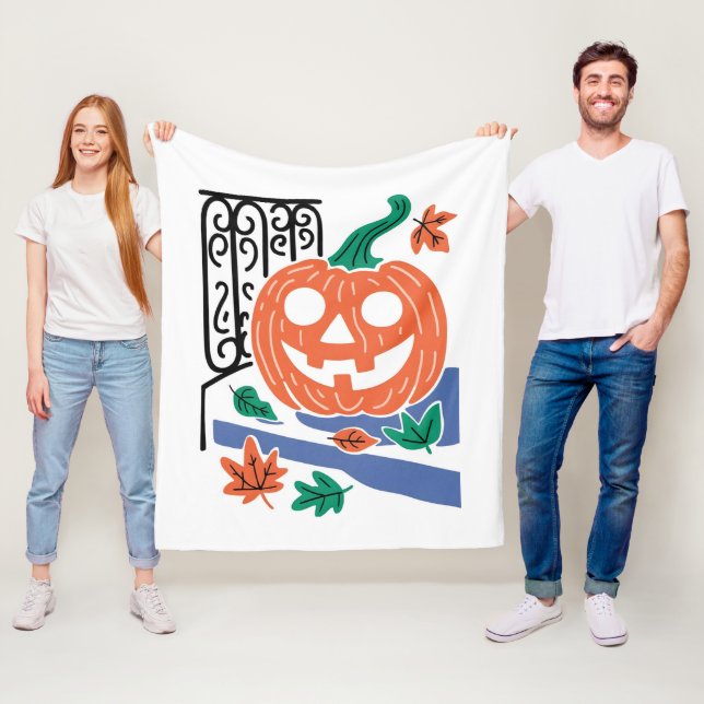Pumpkin Halloween Fleece Blanket (In Situ)