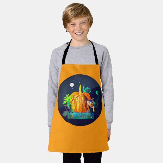 Pumpkin Halloween Friends – Magic Cartoon Animals Apron (Worn)
