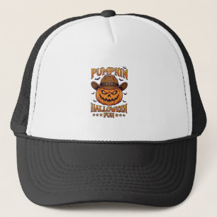 Pumpkin Halloween Fun Jack Lantern Cowboy Hat Bats