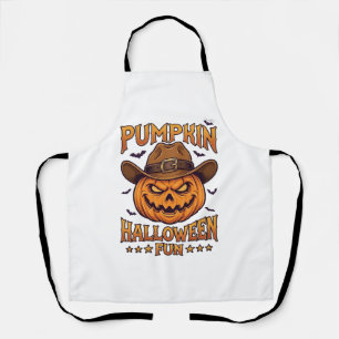 Pumpkin Halloween Fun Jack Lantern Cowboy Hat Bats Apron