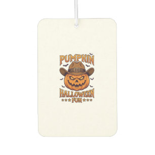 Pumpkin Halloween Fun Jack Lantern Cowboy Hat Bats Car Air Freshener