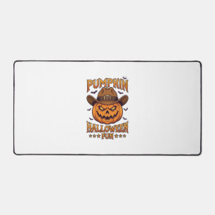 Pumpkin Halloween Fun Jack Lantern Cowboy Hat Bats Desk Mat