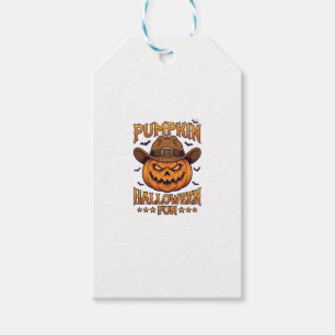 Pumpkin Halloween Fun Jack Lantern Cowboy Hat Bats Gift Tags