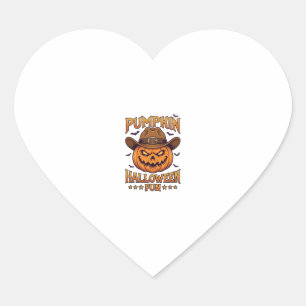 Pumpkin Halloween Fun Jack Lantern Cowboy Hat Bats Heart Sticker