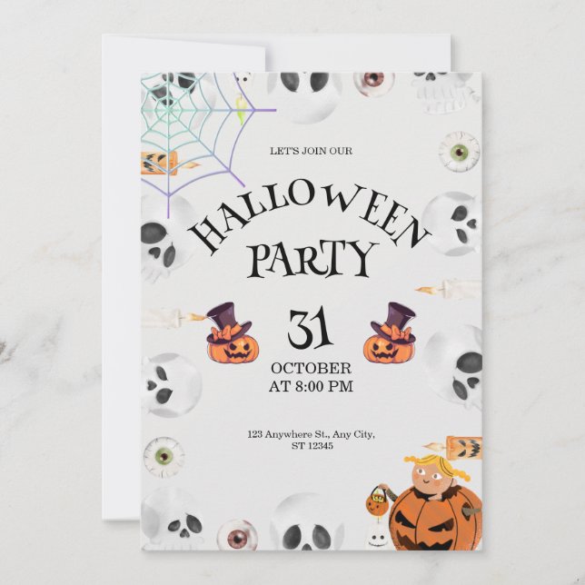 Pumpkin Halloween Invitation, Halloween Night  Invitation (Front)