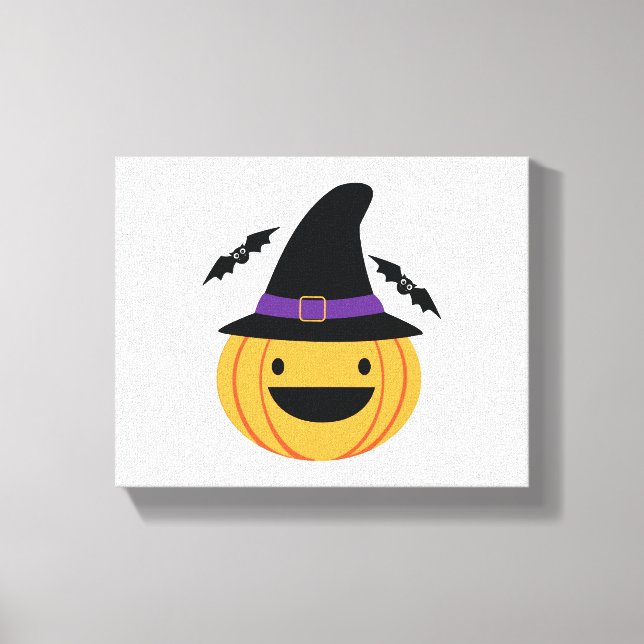 Pumpkin Halloween Jack O Lantern Bat Canvas Print (Front)