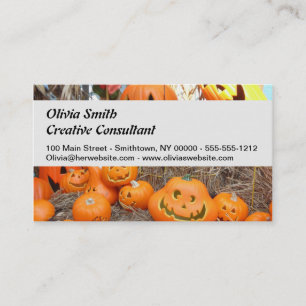 Pumpkin halloween jack o lantern orange pumpkins business card