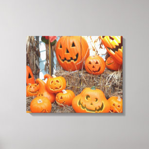 Pumpkin halloween jack o lantern orange pumpkins canvas print