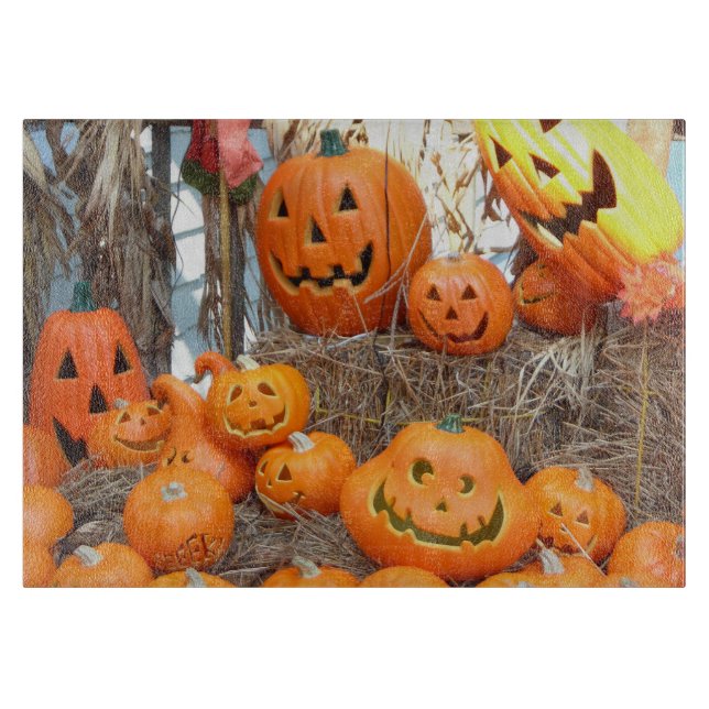 Pumpkin halloween jack o lantern orange pumpkins cutting board (Front)