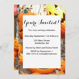 Pumpkin halloween jack o lantern orange pumpkins invitation