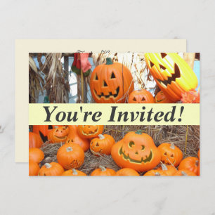 Pumpkin halloween jack o lantern orange pumpkins invitation