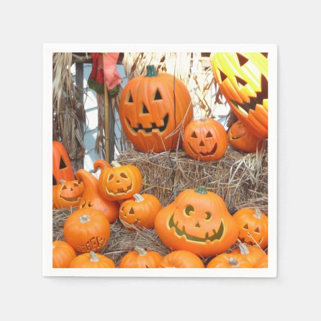 Pumpkin halloween jack o lantern orange pumpkins napkin (Front)