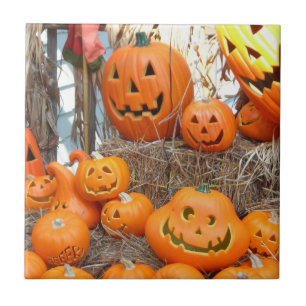 Pumpkin halloween jack o lantern orange pumpkins tile