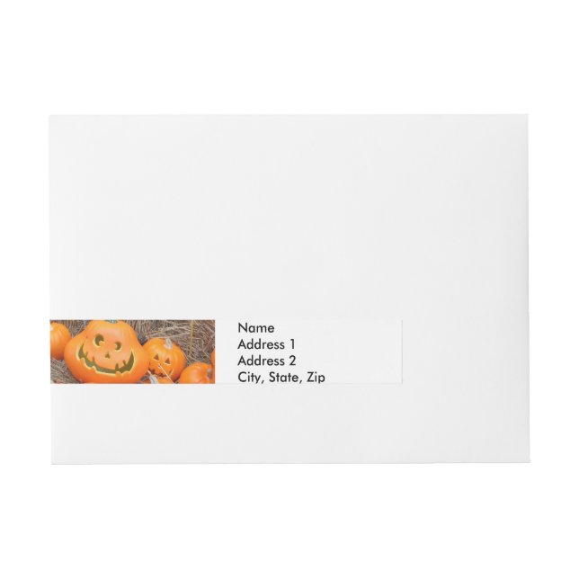 Pumpkin halloween jack o lantern orange pumpkins wraparound address label (Front)
