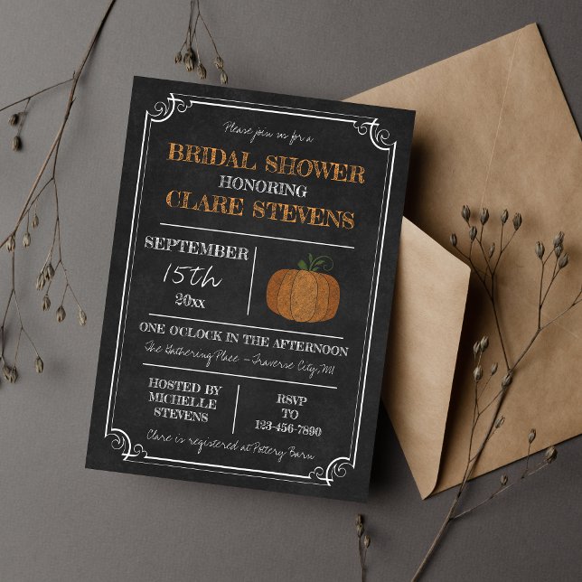 Pumpkin Halloween Orange Bridal Shower Invitation (Creator Uploaded)